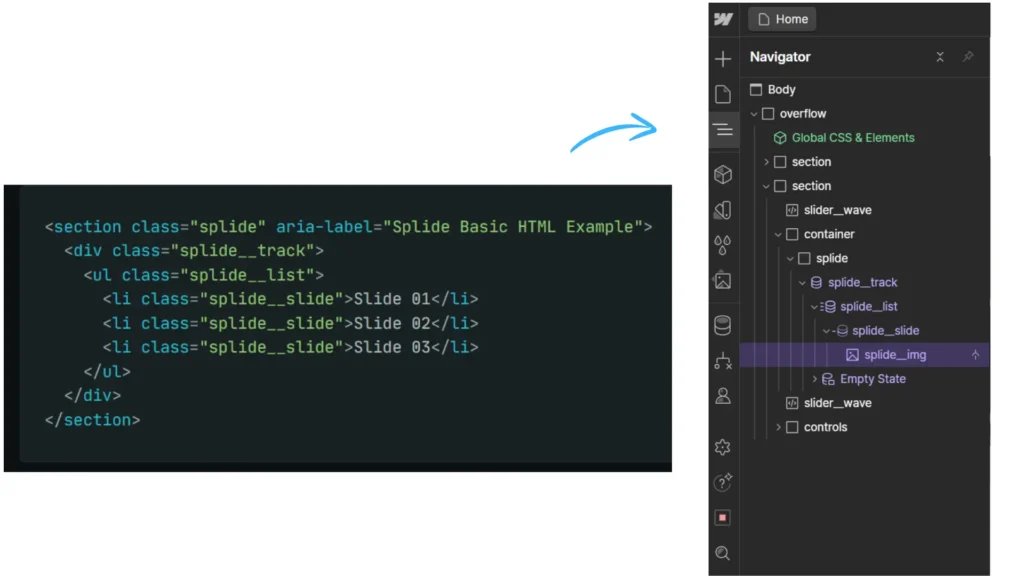 splide.js webflow
