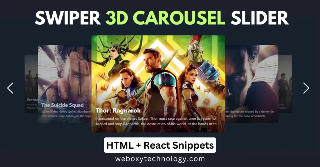 Create a Swiper 3D Carousel Slider – HTML and React Snippets